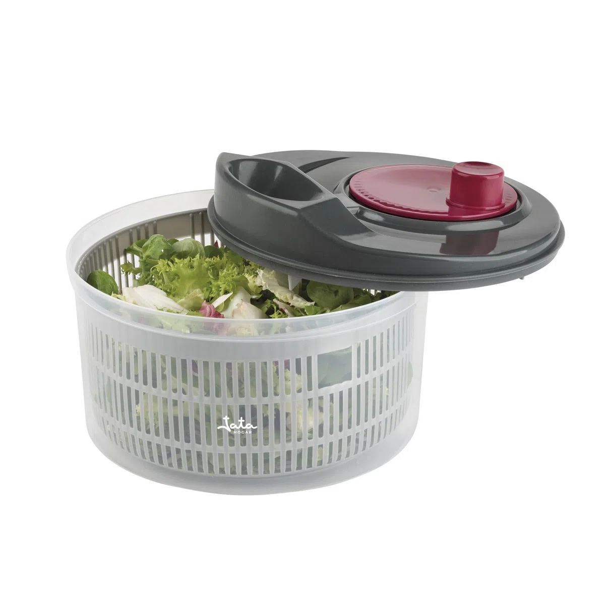 JATA Home HACC4554 Salatschleuder, 3 l, BPA-frei, drehbar in beide Richtungen, Schleudern, wäscht und trocknet Salat, Obst und Gemüse