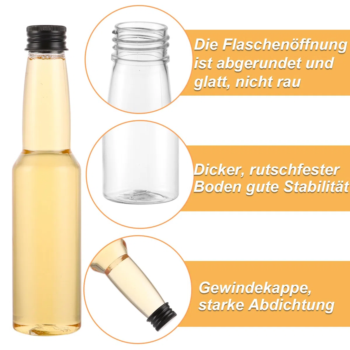 20 Stück Kleine Shot Flaschen Zum Befüllen 150ml Schraubverschluss Likörflaschen aus Kunststoff, Plastik Flaschen zum Befüllen, Schnapsflaschen Zum Befüllen für Hochzeiten, Party