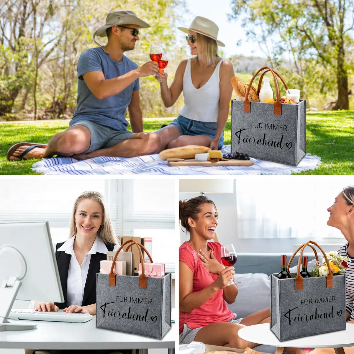 Ruhestand Geschenk Frau Mann Rentner Filztasche Renteneintritt Geschenk Tasche aus Filz, Rentnerin Filz Shopper Bag Tote Bag als Abschiedsgeschenke, Geschenke für Rentner zum Abschied Ruhestand
