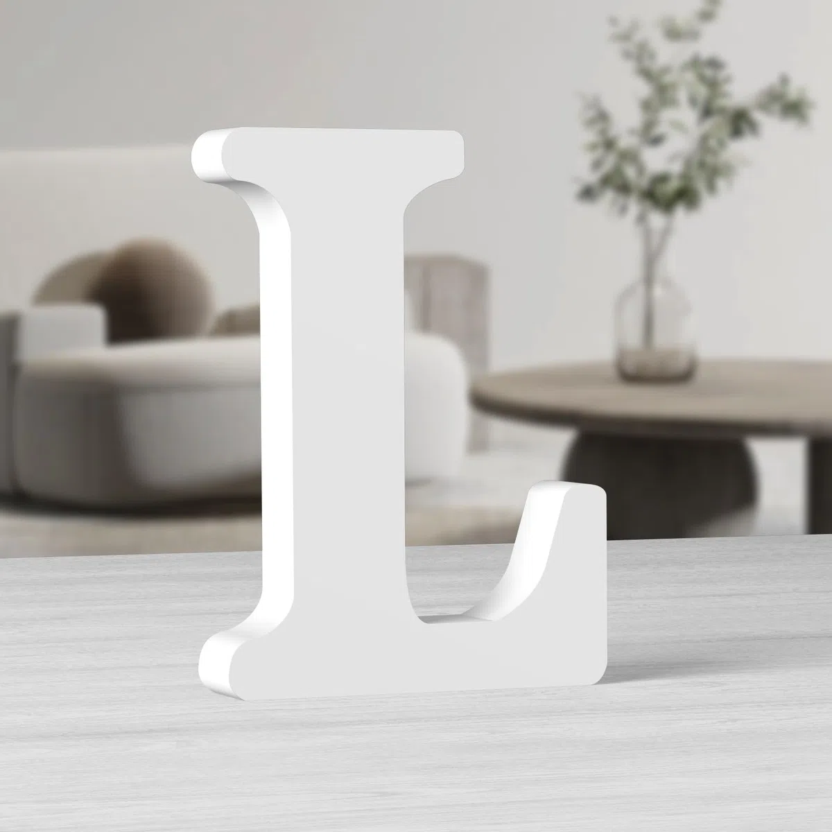 Weiße Holzbuchstaben 25 cm - Unbearbeitete Holzbuchstaben für Wanddekoration - Dekorative Stehbuchstaben - Große Buchstaben für Wanddekoration für Feierprojekte zu Hause (L)