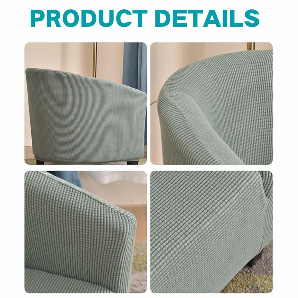 Highdi Sesselschoner Clubsessel 1 Sitz Einfarbiges Jacquard Stretch Sesselhusse Tub Chair Sesselüberwürfe Waschbar Universal Stuhlbezüge für Café, Bar, Büro, Empfang (Beige)
