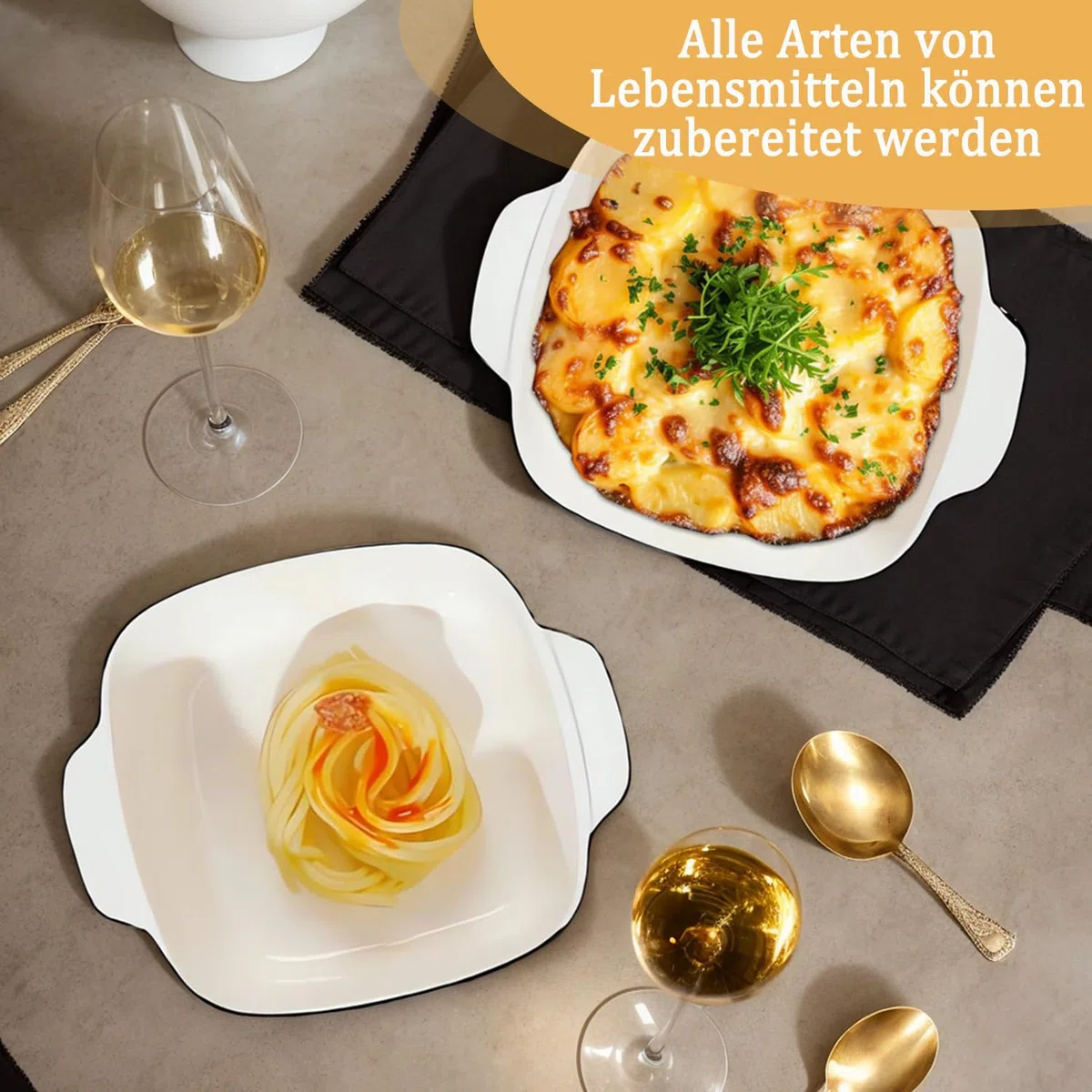 4er Set Keramik Auflaufform, 400ML Auflaufform Klein, 14.5 x 11.5 x 5.5 cm Quadratische Backformen, Grillpfanne mit Griffen, Kleine Backform für Airfryer, Backofen (Rautenquadrat-Teller)