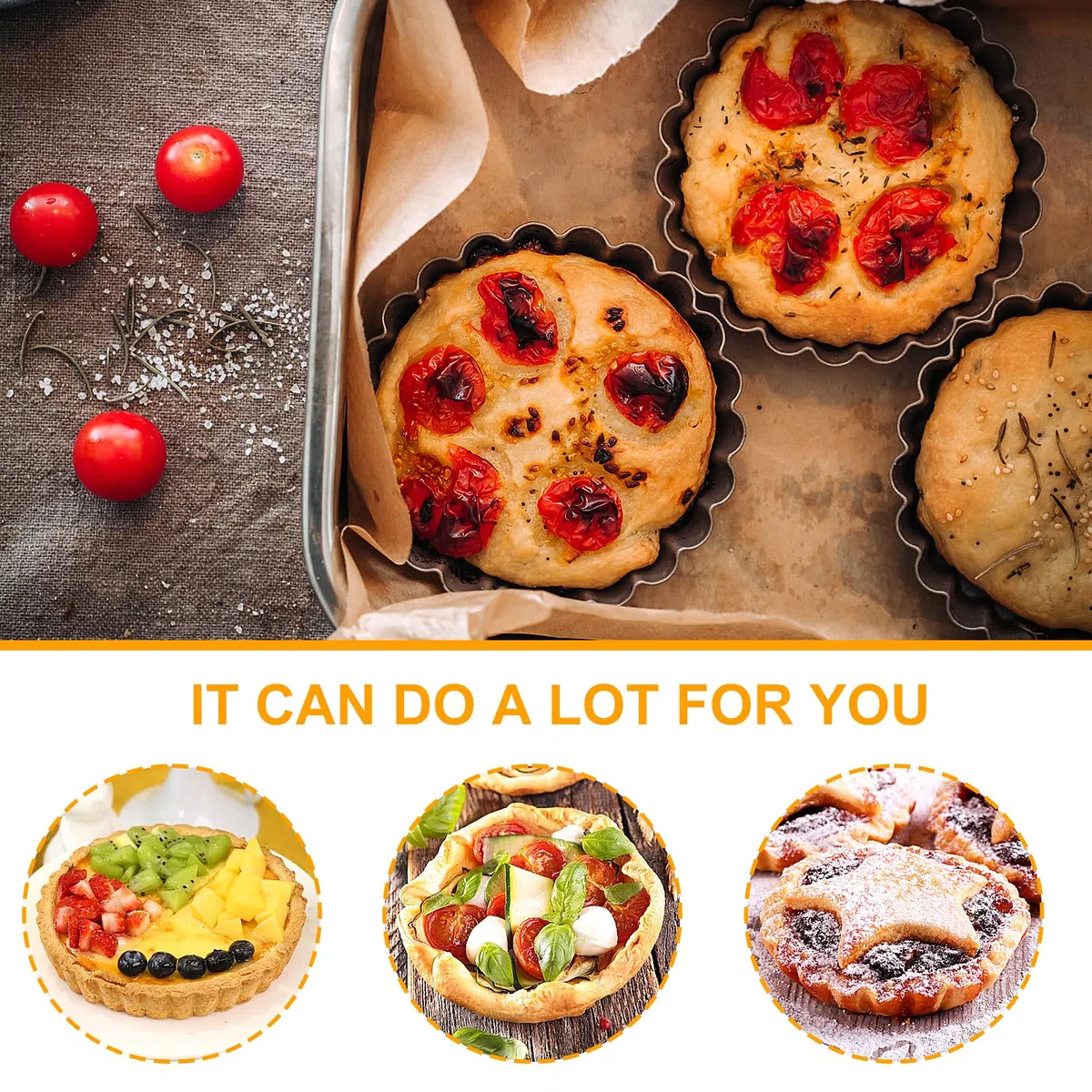 JOYBOY 12 Stück Tarteform mit Hebeboden,Mini Quicheform mit Hebeboden,Antihaftbeschichtung Mini Quicheform,Tarte Pan,Quiche Form,Obstkuchenform,Schwarz Tortenboden Backform für Quiche,Obstkuchen,Pie