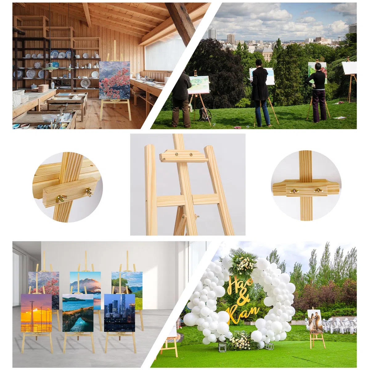 Jupitor Staffelei, 150cm Holzstaffelei für Kinder und Erwachsene, Kiefernholz, Leinwand Ständer, Hochzeit, Fasst bis zu 100 cm Leinwand