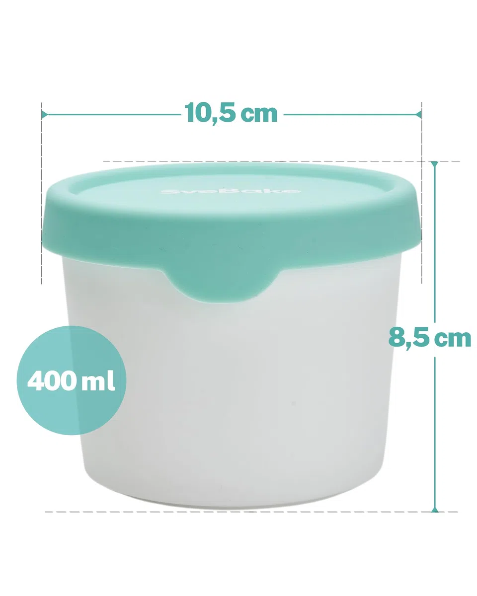 SveBake Eisbehälter für Speiseeis 400 ml, 4er-Set mit Silikon-Deckel – Eiswürfelbehälter zum Einfrieren, Hausgemachte Eiscreme Behälter, BPA-frei