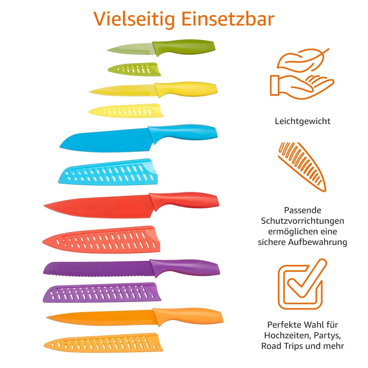 Amazon Basics Messer-Set, bunt, 12-teilig