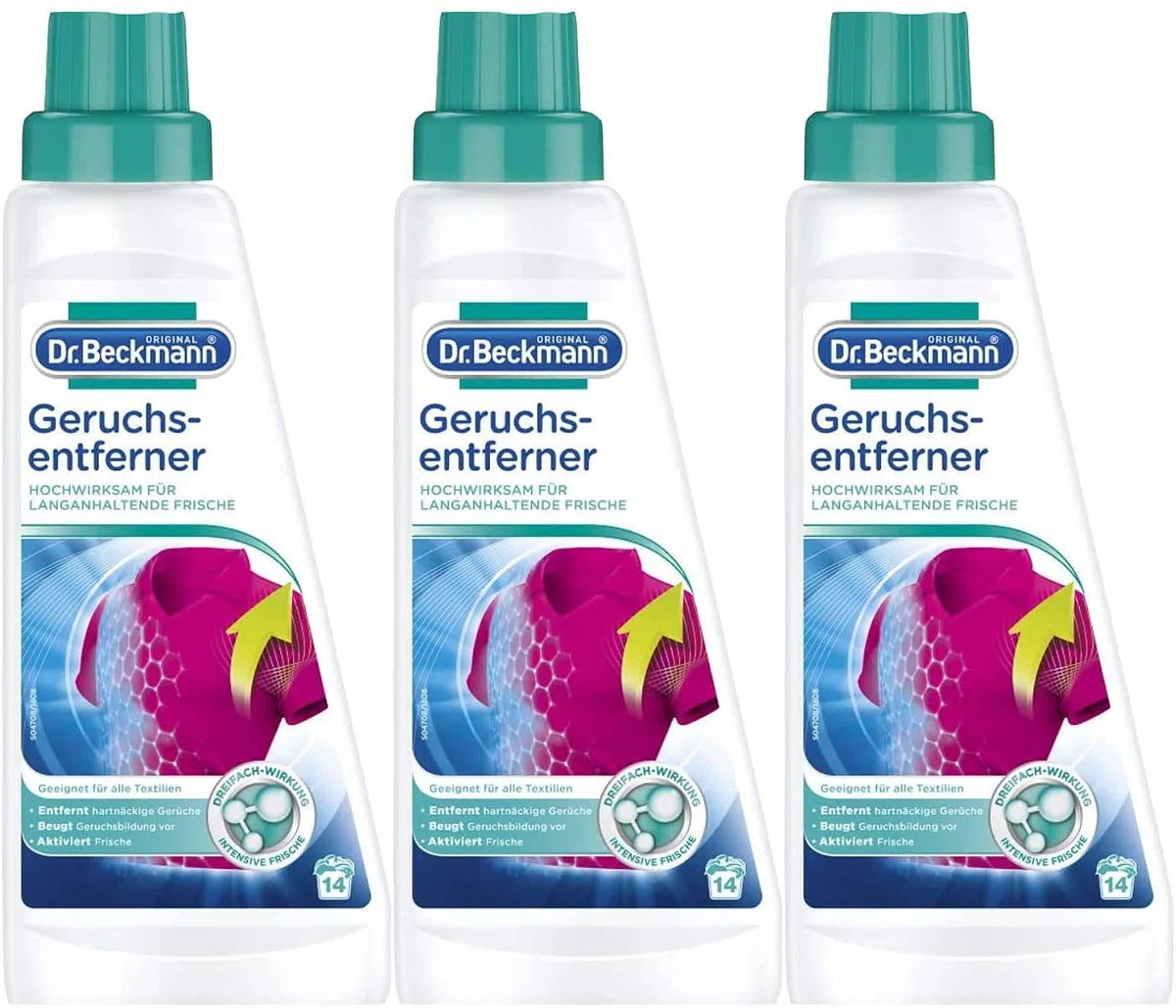 Dr. Beckmann Geruchsentferner | entfernt hartnäckige Gerüche fasertief | aktiviert Frische | mit angenehmen Duft | 3x 500 ml