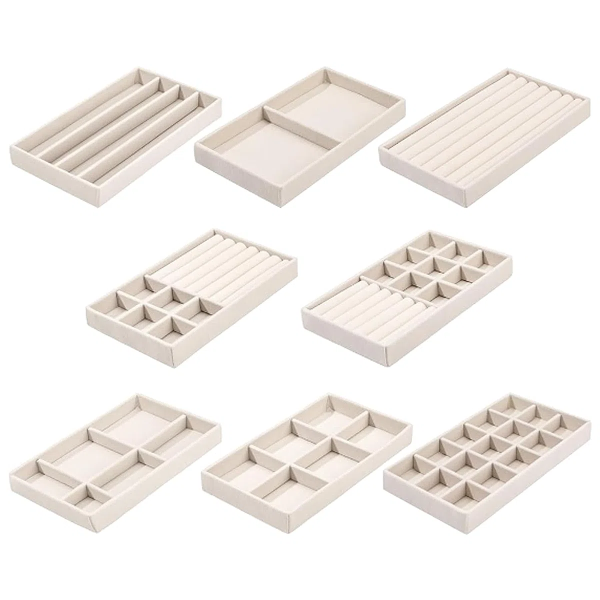 8 Stück Schmucktablett, Schmuck Organizer Schublade, Schmuckaufbewahrung Schublade, Schmuck Organizer, Schmuck Organizer Tablett, Schubladeneinsätzen Für Ohrringe Ring Armband Broschen,Beige