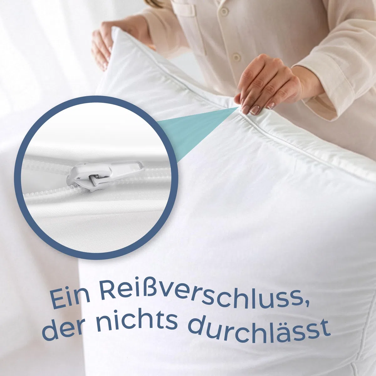 Twinzen 2er-Set Milbenbezug Kopfkissen 80x80 Bezug - Kissenschoner 80x80, Allergiker Bettwäsche mit Reißverschluss - Oeko-Tex Zertifiziert