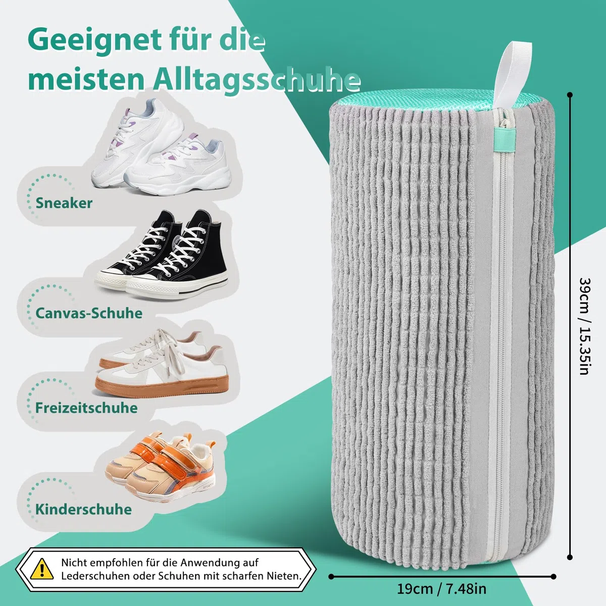 Schuhwaschbeutel Waschmaschine, Schuhwaschbeutel für Waschmaschine und Trockner, Wiederverwendbar Waschbeutel Schuhe, Wäschesack Schuhe mit Verstecktem Reißverschluss (2, Grau)