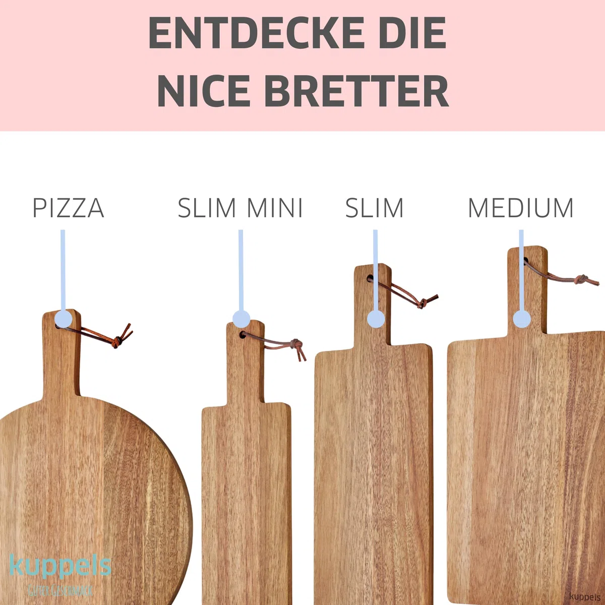 Kuppels NICE Schneidebrett Akazienholz Slim Long 60x18 cm,Holzbrett Küche mit Griff, Servierbrett Holz für Brot, Käse & Antipasti, Robuste, pflegeleichte & messerschonende Käseplatte holz | Das Slim Long Schneidebrett ist ideal für Brot, Käse und Antipast