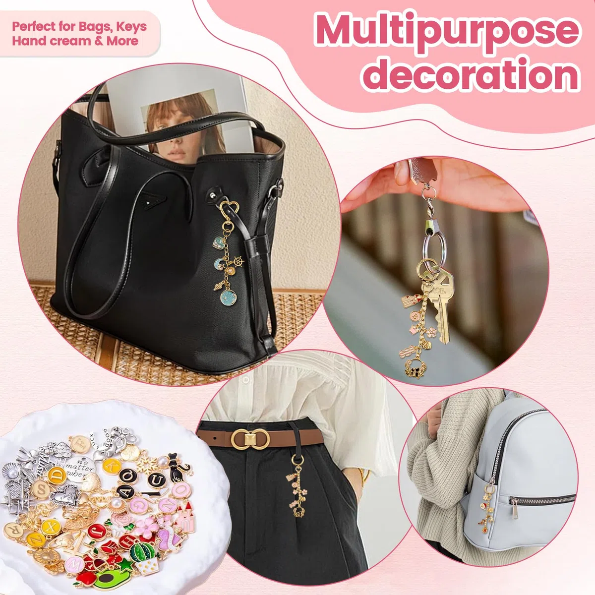 432 Stück DIY Schlüsselanhänger Basteln Charms Anhänger Set, Keychain Set mit Charms, Schlüsselanhänger Clips, Verlängerungsketten, Biegeringen und Schmuckzange, Selber Machen von Schlüsselanhängern
