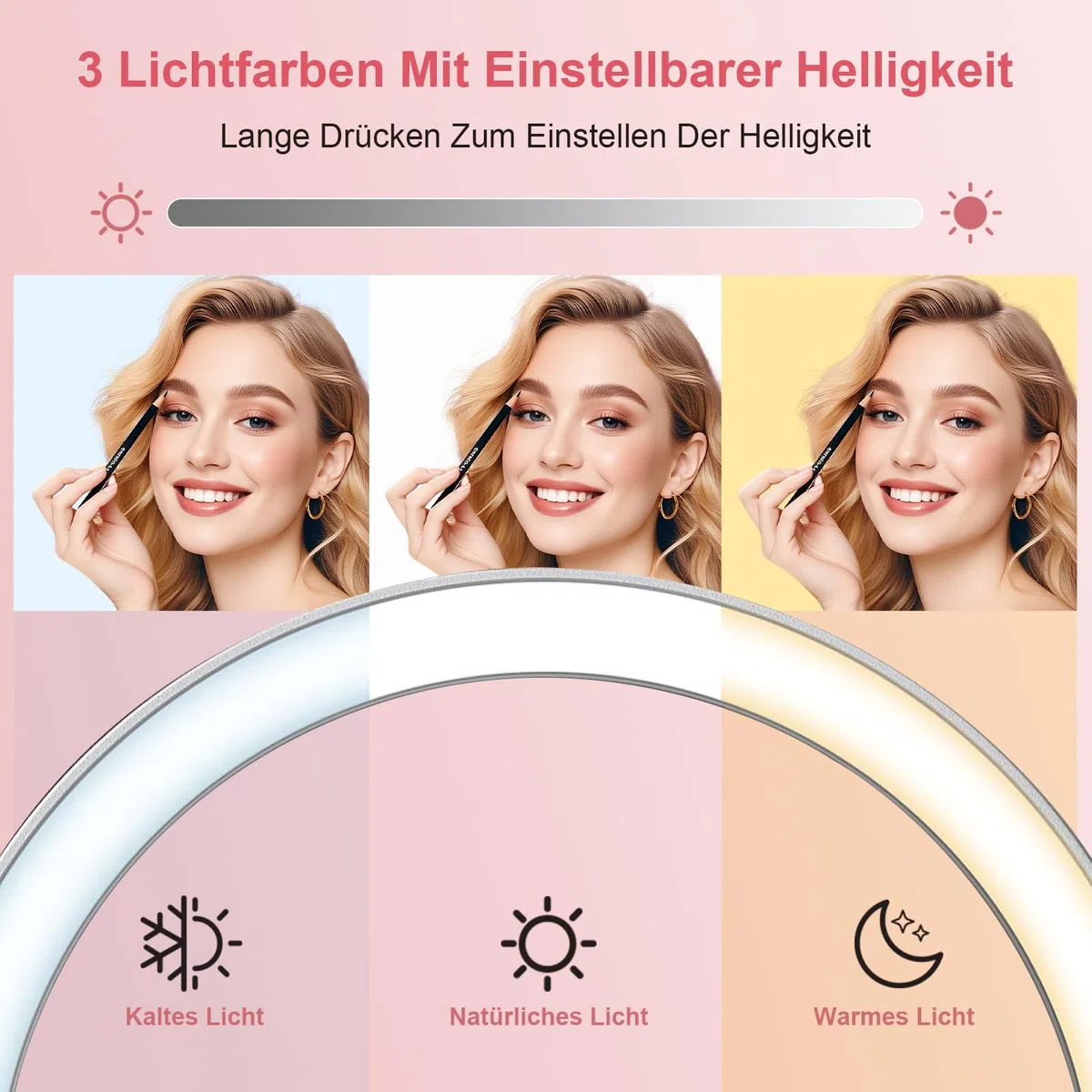 SURFOU 10X Vergrößerungsspiegel mit Licht, Wiederaufladbarer Kosmetikspiegel mit 3 Lichtmodi, Dimmbarer Schminkspiegel Faltbar & Tragbar, 8 Zoll Reisespiegel mit Standfuß & USB, Matt Weiß