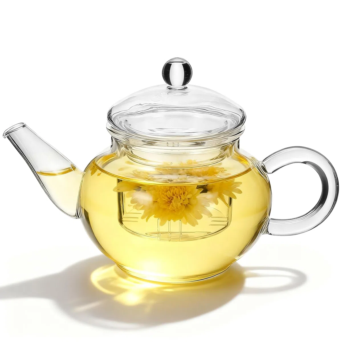 Healvian Mini Teekanne Glas 250ml/8.5oz Teekanne mit Siebeinsatz Klein Glaskanne Tee Hitzebeständig Teebereiter Für Heiße und Kalte Getränke Fruchttee Duftender Tee