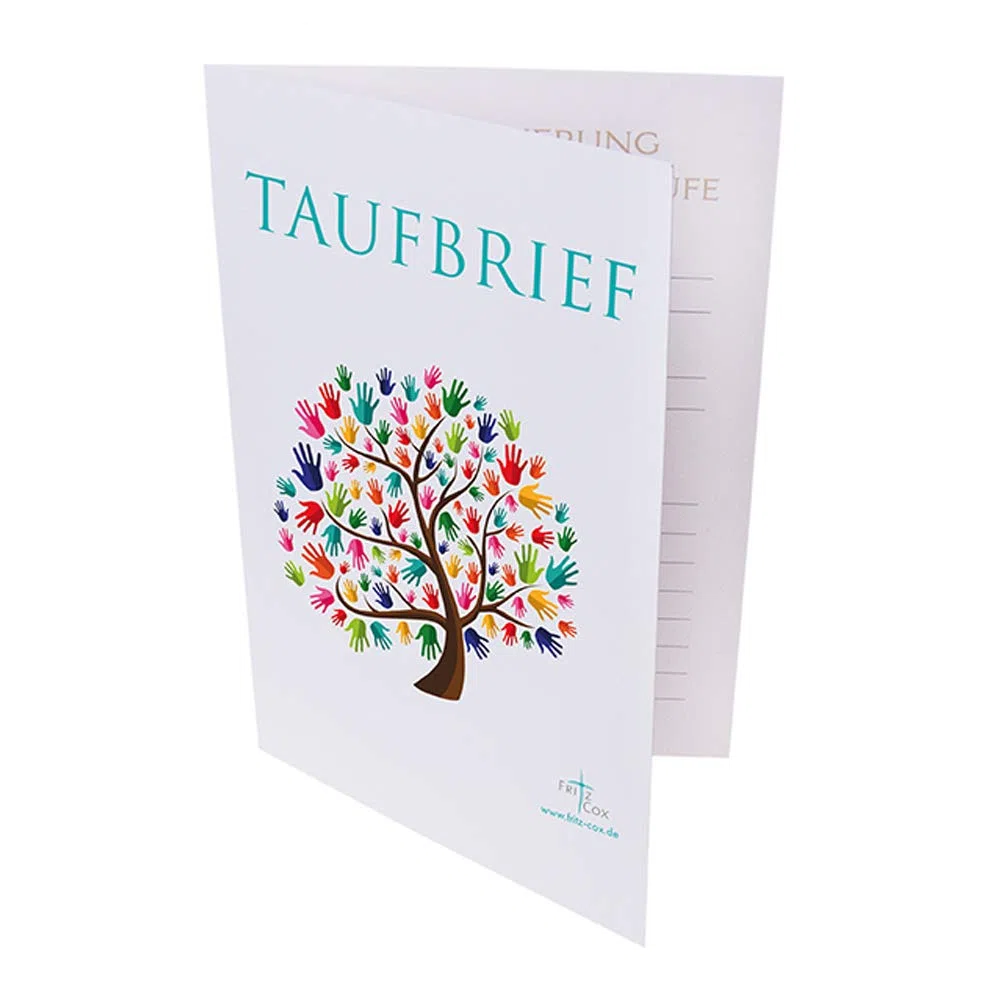 Fritz Cox Kinder-Set: Kinder-kreuz Lebensbaum mit Taufbrief | das ideale Geschenk zur Taufe 15cm