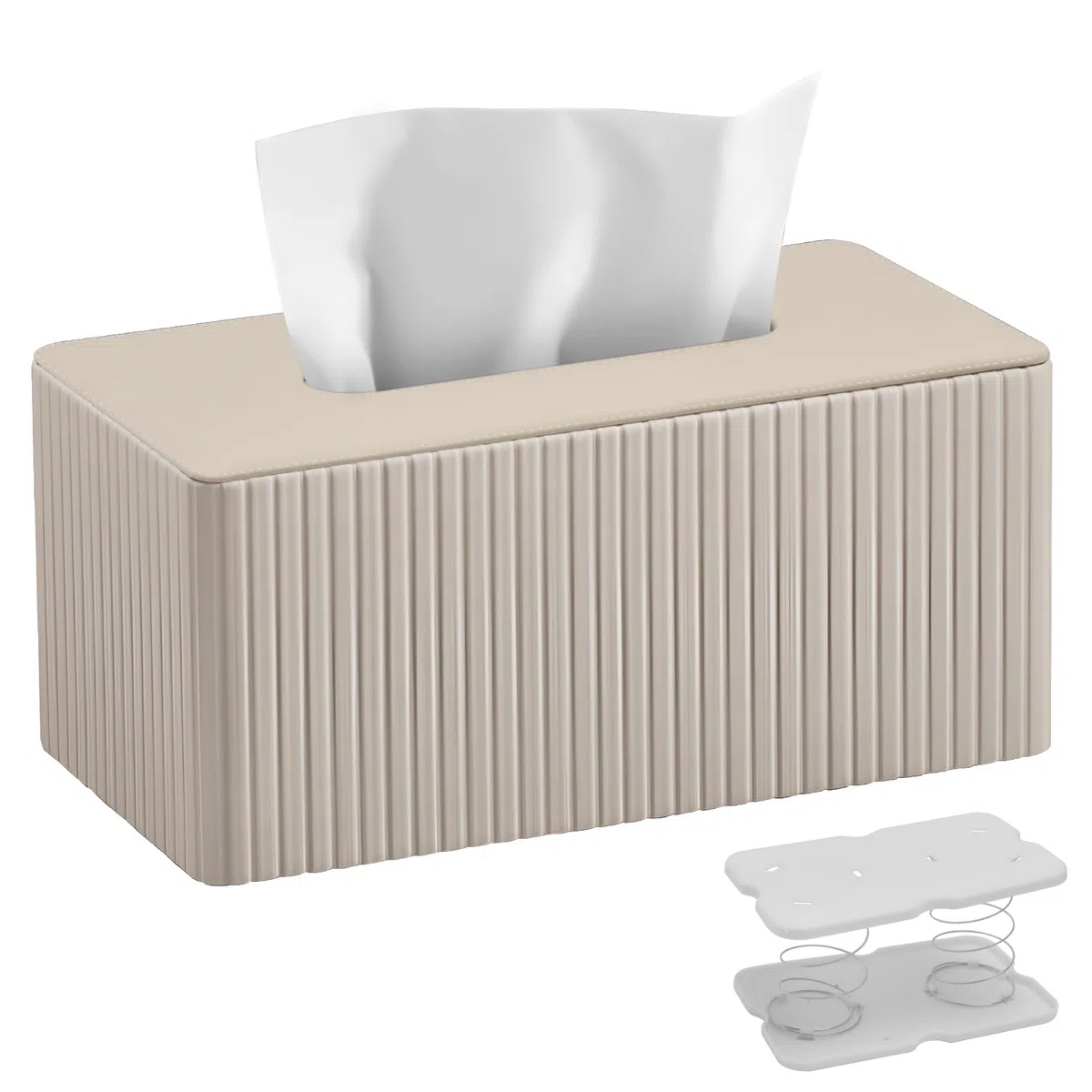 Kosmetiktücherbox Taschentuchbox aus PU Leder: Modern Taschentuchspender für Hausfrau Büroangestellter-Rechteckige Tissue Box mit Magnetabdeckung für Wohnzimmer Büro-Geschenke für Geburtstag(Milchtee)
