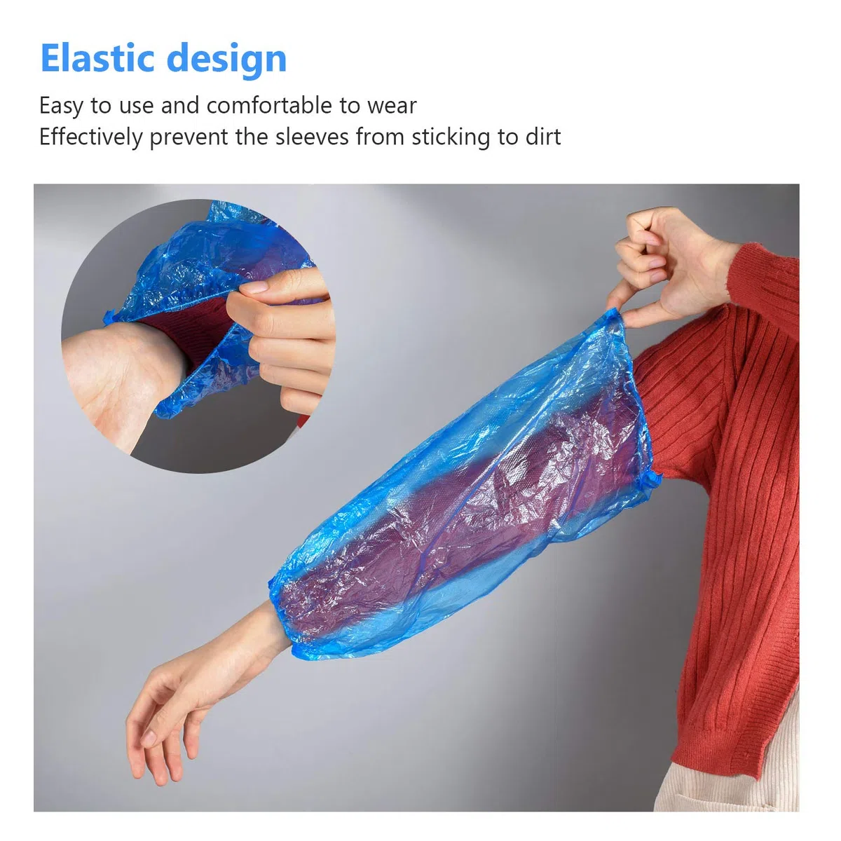 Funmo Wasserdichte Ärmel, 200 Stück, Einweg-Manschetten, Armschutzhüllen, PE-Kunststoffärmel mit elastischen Bündchen für Malerei, Reinigung, Lebensmittelservice
