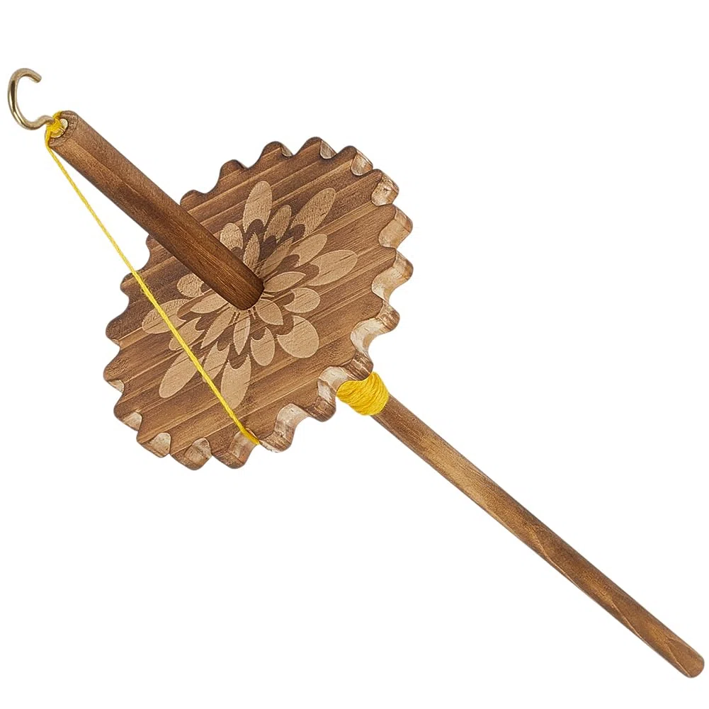 BENECREAT Tropfenspindel Oberwirbel Spinnrad Werkzeuggarn Holzwebspindel Wirtel Garnspinnwerkzeug Für Anfänger DIY Spinnen Basteln Versorgung 90x327mm Flower
