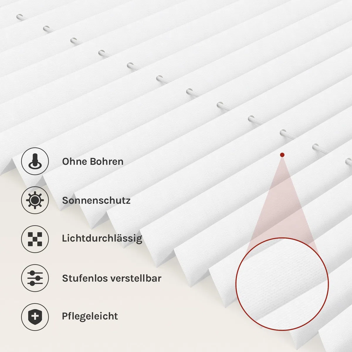 WOLTU Plissee Klemmfix ohne Bohren 80x120cm (BxH) Weiß Faltrollo Plisseerollo mit Klemmträger Lichtdurchlässig, Jalousie Sichtschutz und Sonnenschutz Easyfix Rollo für Fenster & Tür