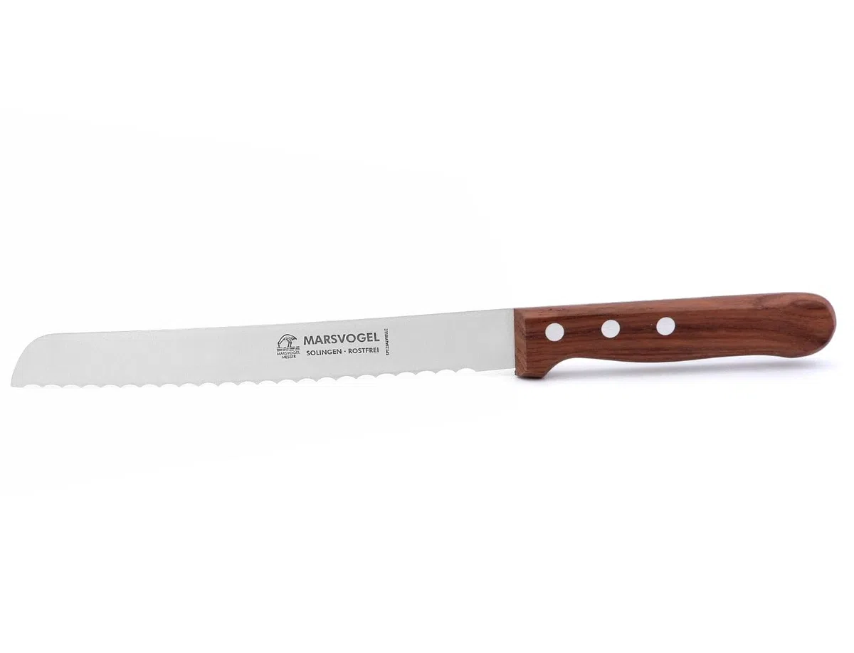 Marsvogel Brotmesser Solingen 20 cm I Brotschneidemesser 8 Zoll Wellenschliff I Edelstahl rostfrei I Holzgriff Bubinga I Messer Made in Germany