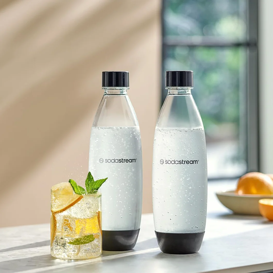 SodaStream Wasserflasche für kohlensäurehaltige Getränke, BPA-frei, spülmaschinenfest, kompatibel Spirit, One Touch, Terra, Art, Power&Source Sparkling Water Makers– Kunststoff , Schwarz, 1741221440