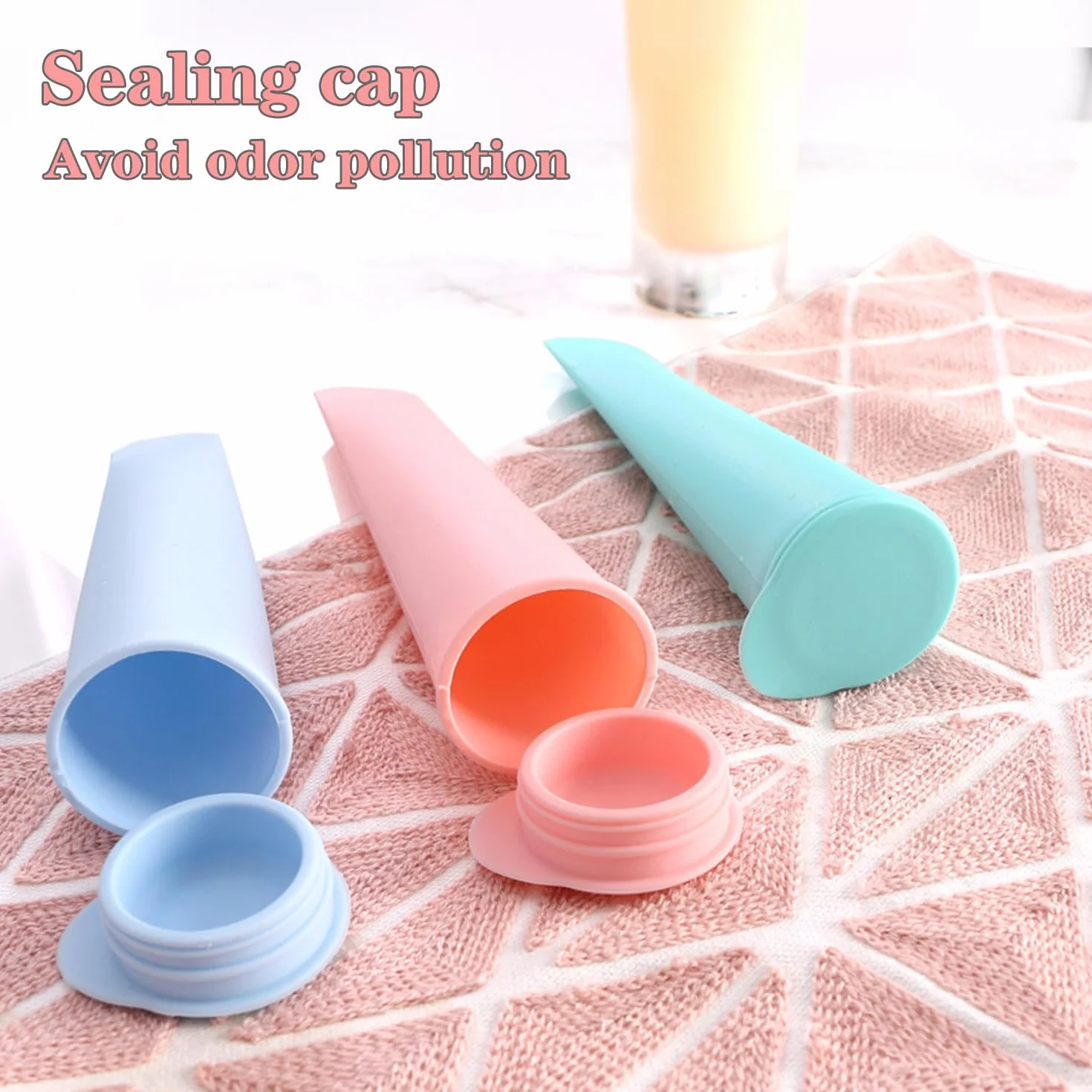 KEELYY Eisformen Silikon 8 Stück Eisformen eis am stiel Silikonform Eistüten mit Deckel, Wassereis Formen Tüten Wiederverwendbar Popsicle Eisform für Wassereis