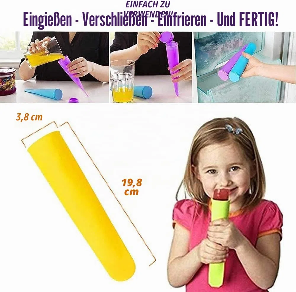 iNeibo Eisformen Silikon bpa frei 10 Stück Eisformen eis am stiel Wassereis formen tüten Eisform en Wassereis mit Deckel Silikonform Eistüten wiederverwendbar popsicle Eisform für Wassereis