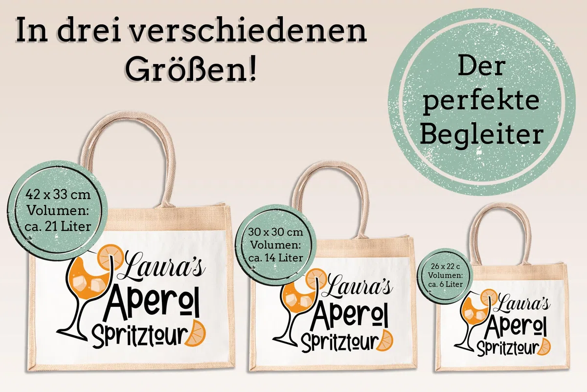 LIEBTASTISCH - Jutetasche mit Personalisierung - Aperol Spritz - Geschenk-Tasche - Verpackung - Kollegin - Freundin - Getränk (L)