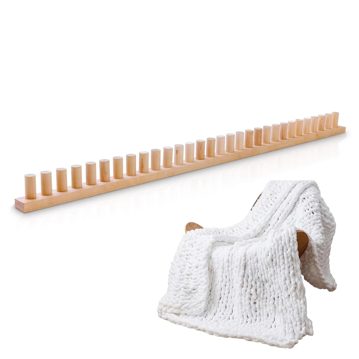 Chunky Blanket Looms, 116,8 x 4 x 5 cm, Holz, Grobstrick-Decken-Webstühle, Handdecken, Strickrahmen, Häkeldecken, Rahmen aus Holz, Häkelrahmen für Decken