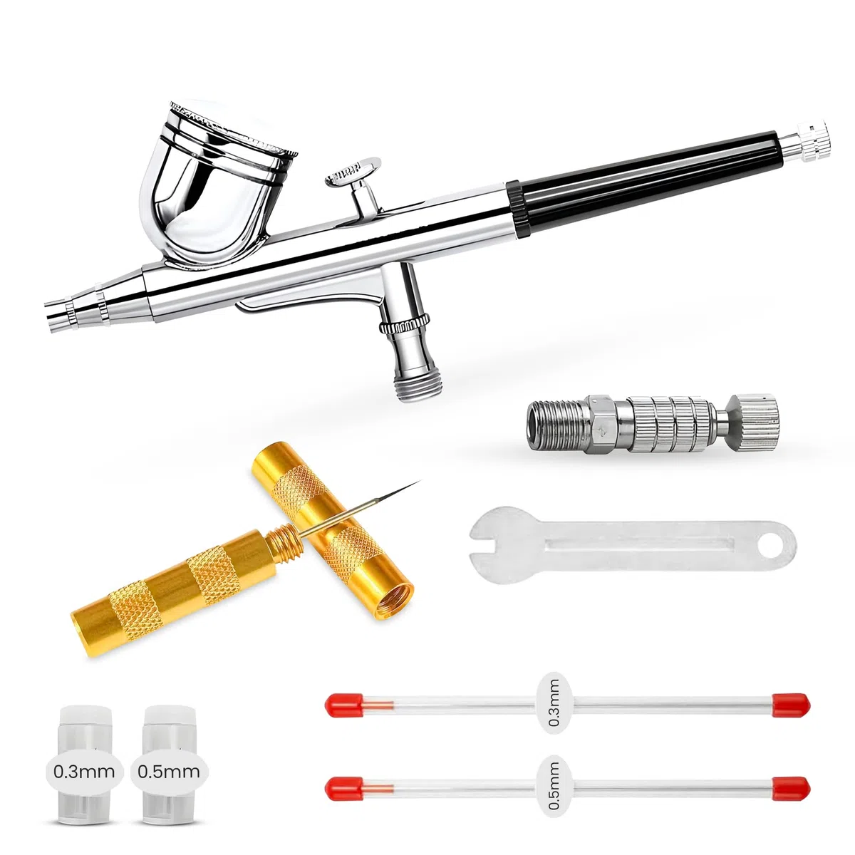 AG-230S Airbrush Pistole Double-Action-Funktion Airbrush-Set Pistole, Düse & Nadel, Komplettset für Profis & Anfänger Ideal für Modellbau, Nailart, Tattoo, Kuchen Dekoration & DIY-Projekte
