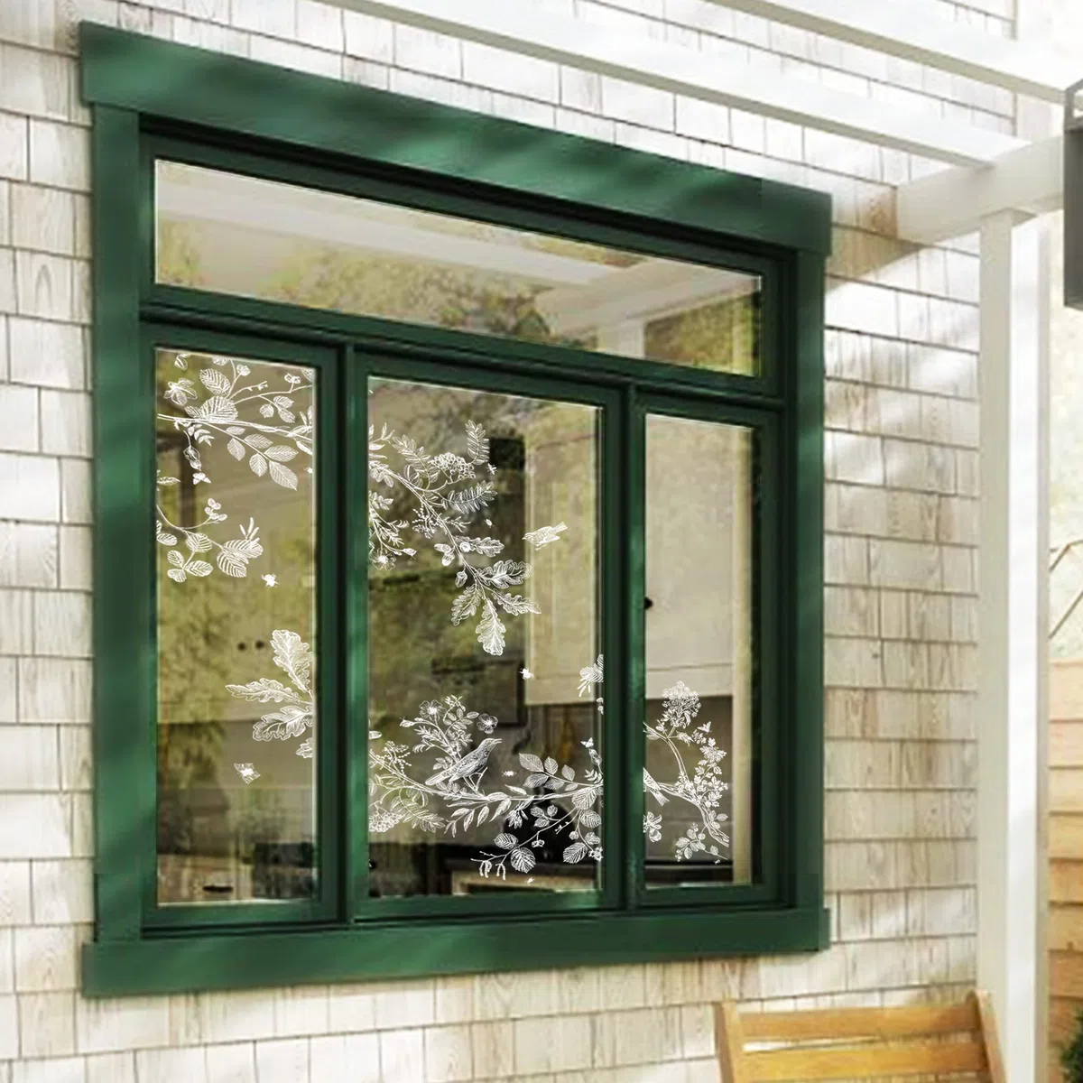 Neukids Vögel Fenstersticker, Weiß Blumen Zweig Vögel Fenster Aufkleber, Pflanzen Fensterbild Aufkleber für Wohnzimmer Schlafzimmer Küche Bad Büros Glastüren Fensterdeko