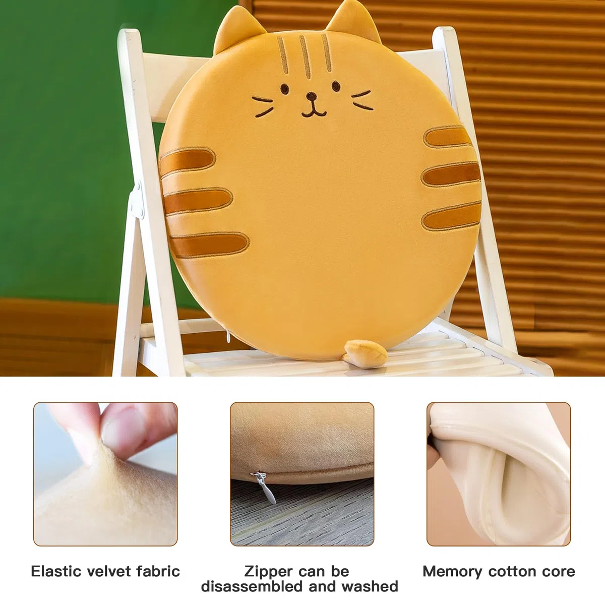 Sitzkissen Kinder, Runde Stuhlkissen Memory Schaum Sitzkissen, Plüsch Sitzkissen Boden, Sitzpolster Kinder Bequeme Bodenpolster Wohnkultur Ornamente für Zuhause, Büro, Auto, Schule, Cartoon Katzen