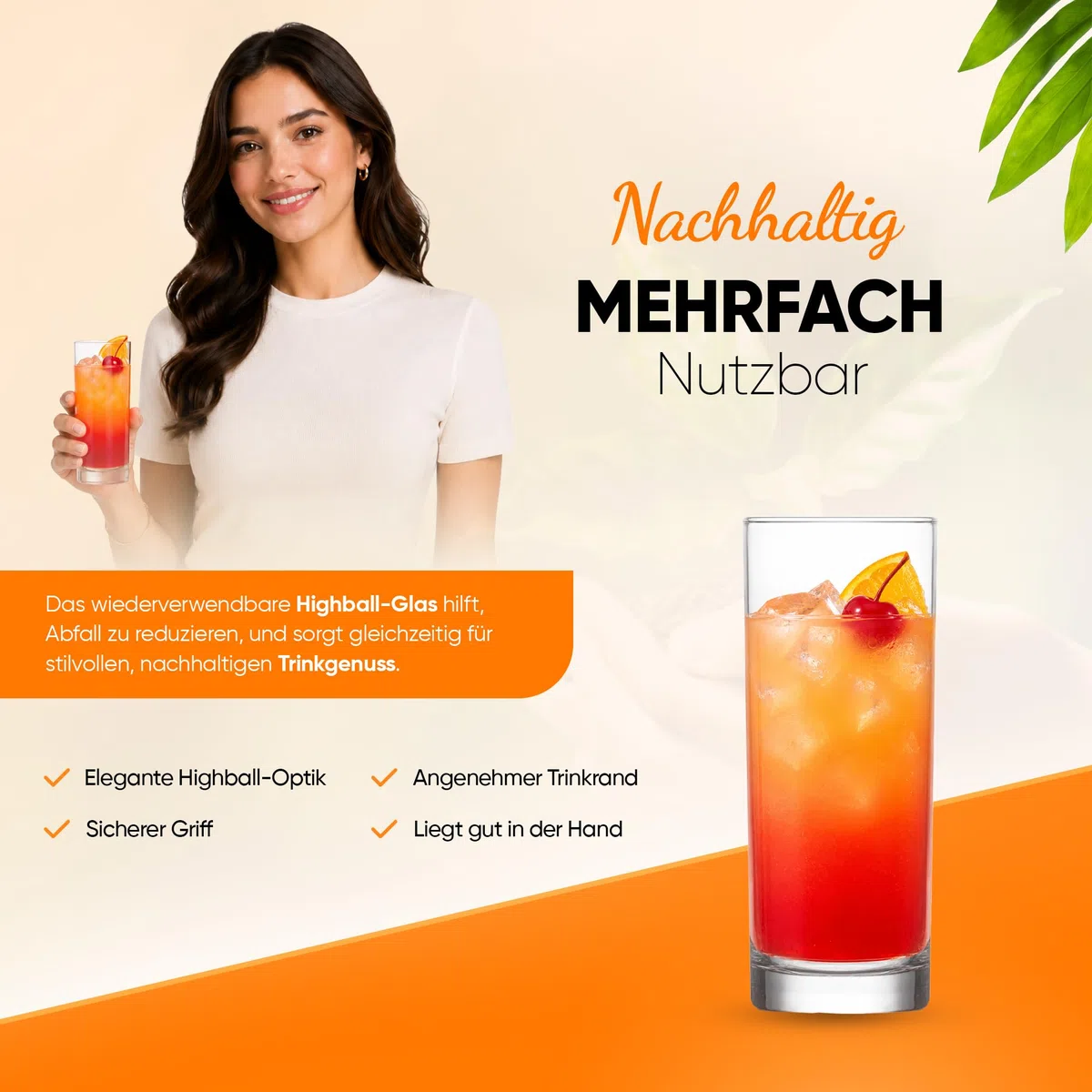NORDIC SCHILLER Longdrinkgläser Cocktail Gläser 360ml, 6er Set%100 BLEI FREI Mojitogläser Spülmaschinenfest Trinkgläser Longdrinkglas Highballgläser Coktailgläser Caipirinha Gläser