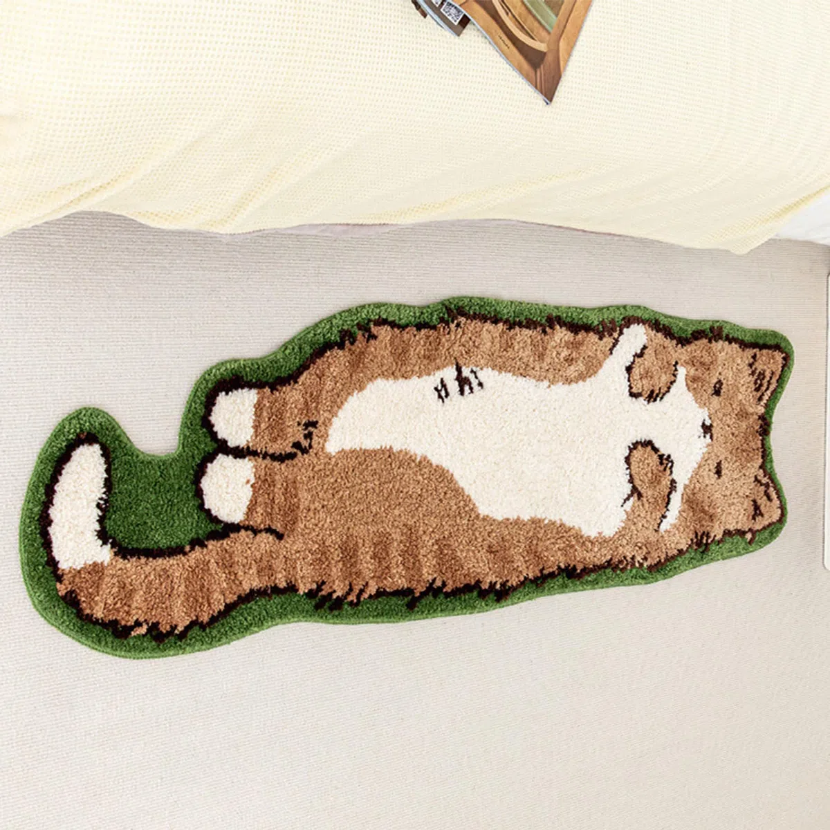 Generisch Katzen-Badteppich, 40x120cm Teppich In Katzenform, Saugfähige Teppiche Mit Lustiger Cartoon-Katze, Katzen-Fußmatte, Nachttischteppich Für Schlafzimmer
