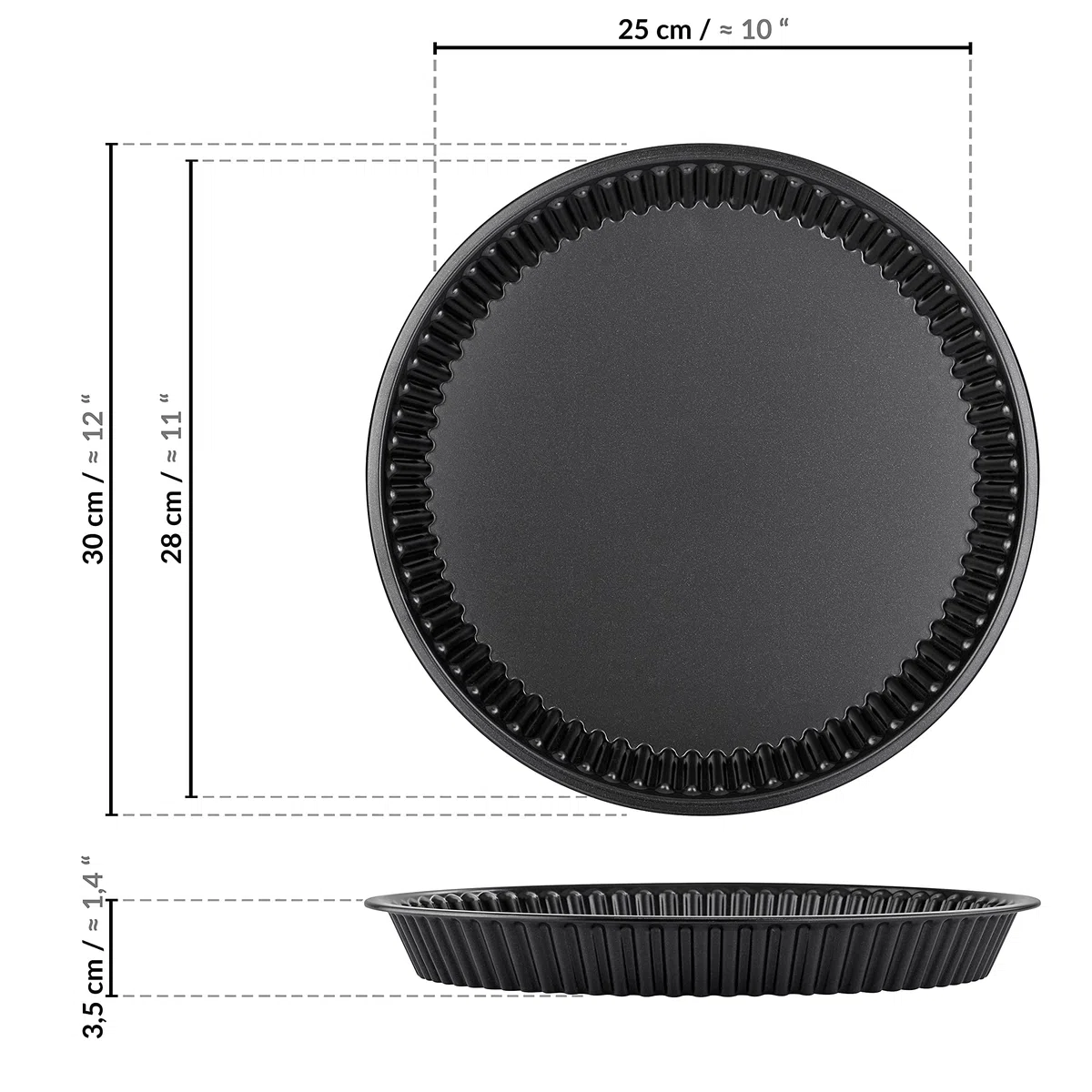 Grizzly 3er Set Tortenbodenform mit Wellenrand, Ø 30 cm, antihaftbeschichtet, Quicheform Set, für Pies, Obstkuchen, Tarte und Quiche
