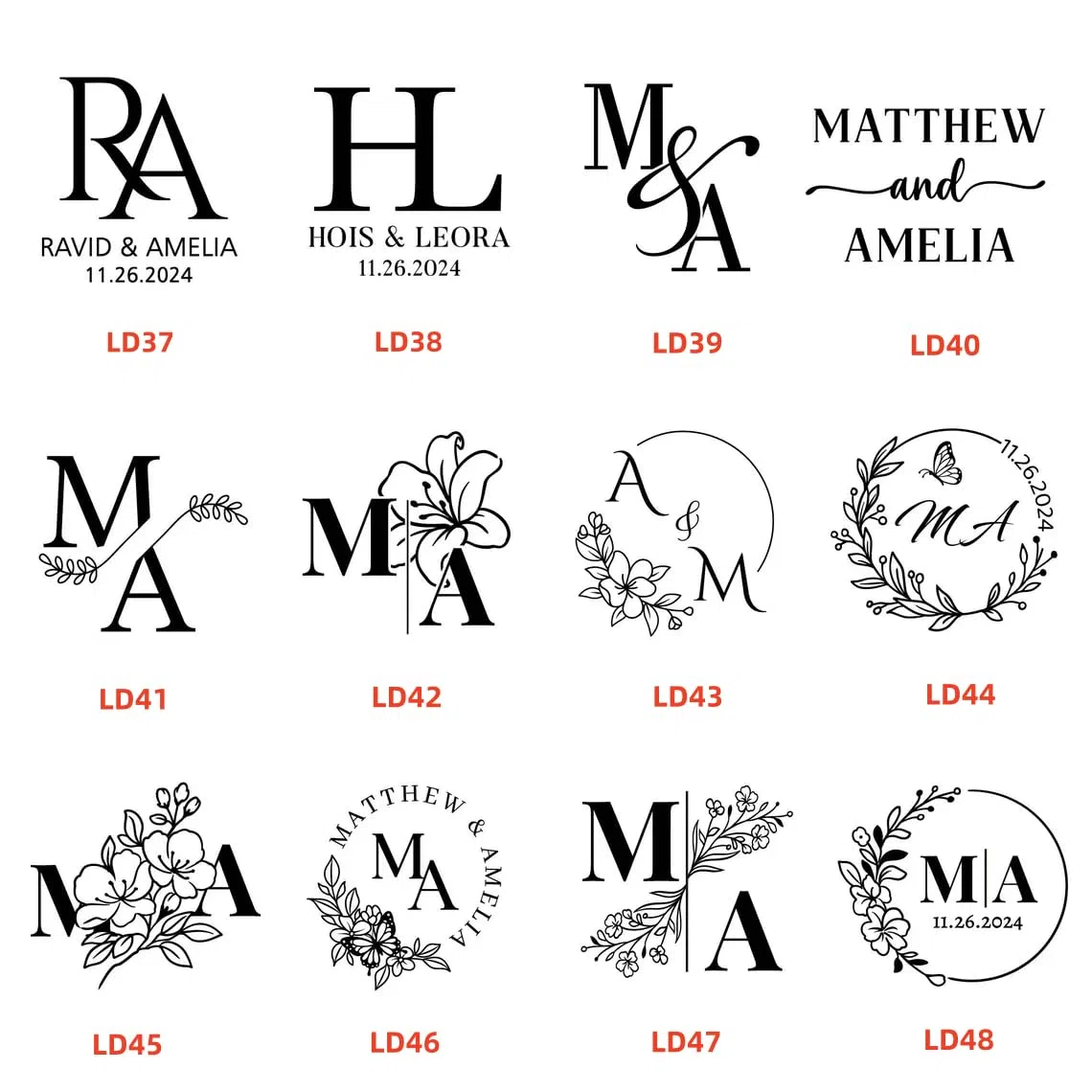 Personalisierter Hochzeits-Prägestempel – Initialen-Präge-, Umschlag- und Einladungspräger, individueller Logo-Stempel
