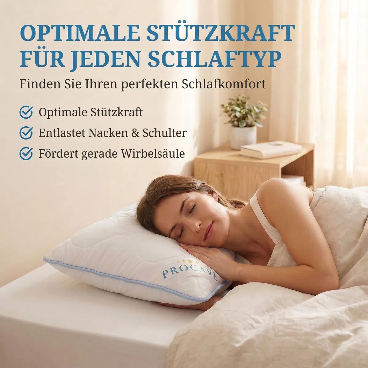 PROCAVE TopCool Kopfkissen Kochfest 40x40 cm, Qualitäts-Stepp-Kissen, atmungsaktives Allergiker Kissen, Winter- und Sommer-Kissen 100% aus Deutschland