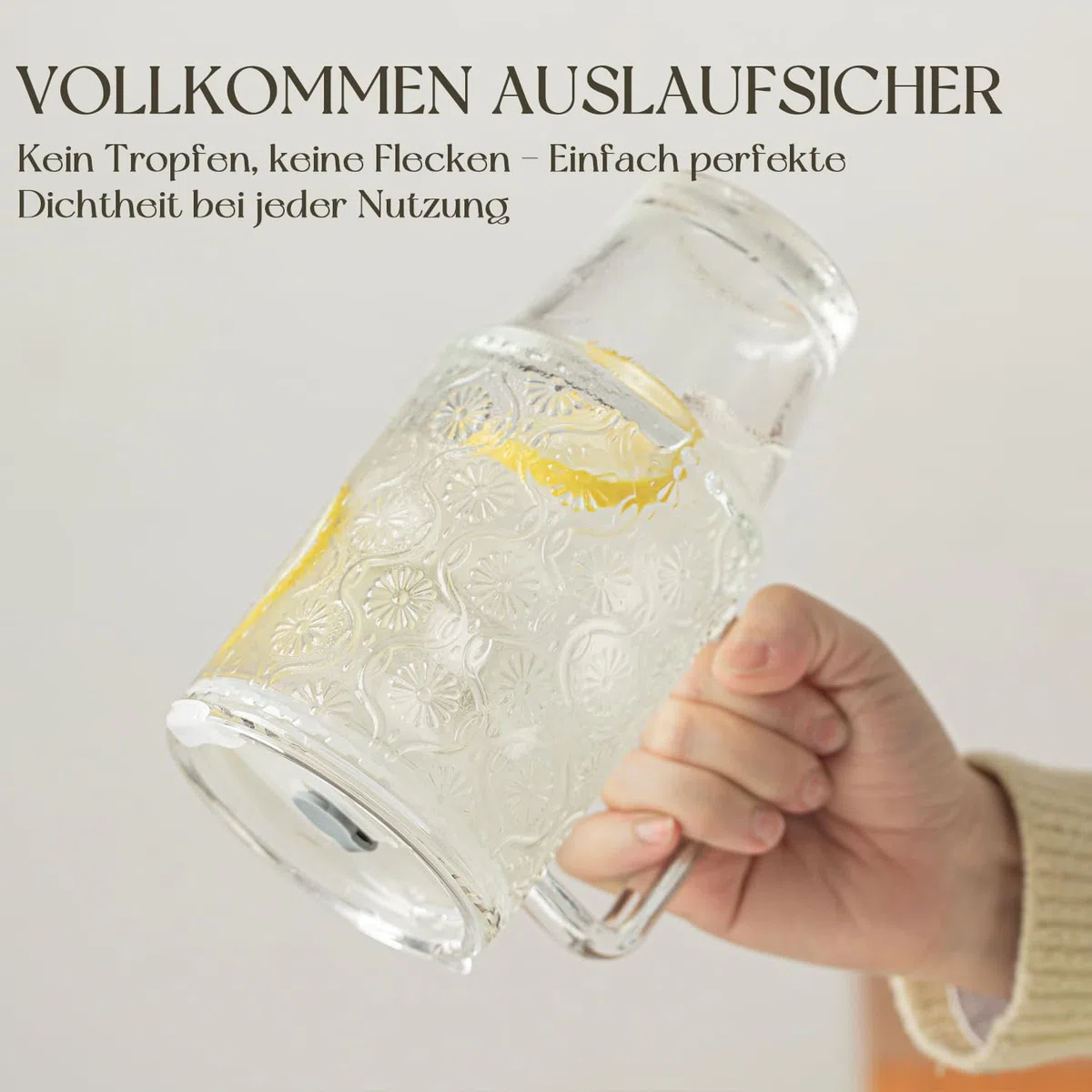 KEMORELA 2er-Set 710ml Premium Rillengläser mit Deckel & Strohhalm - Kaffeebecher, Saftgläser, Smoothiegläser & Wassergläser mit extra weitem Rand, bleifrei und spülmaschinengeeignet