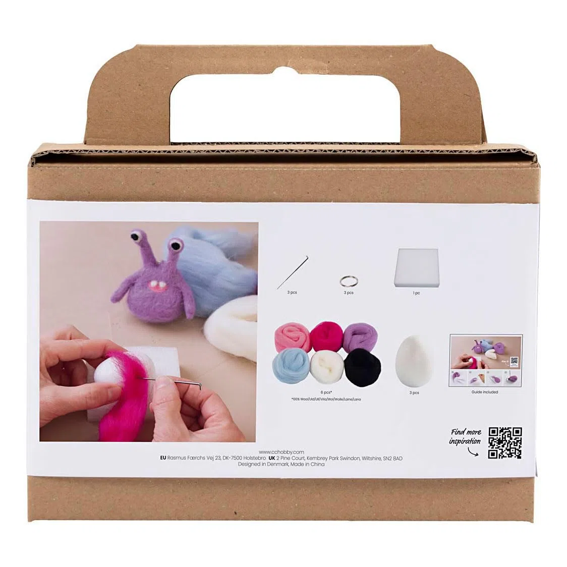 Creativ DIY Felting Kit – Carded Wool Monster – 3 Stück