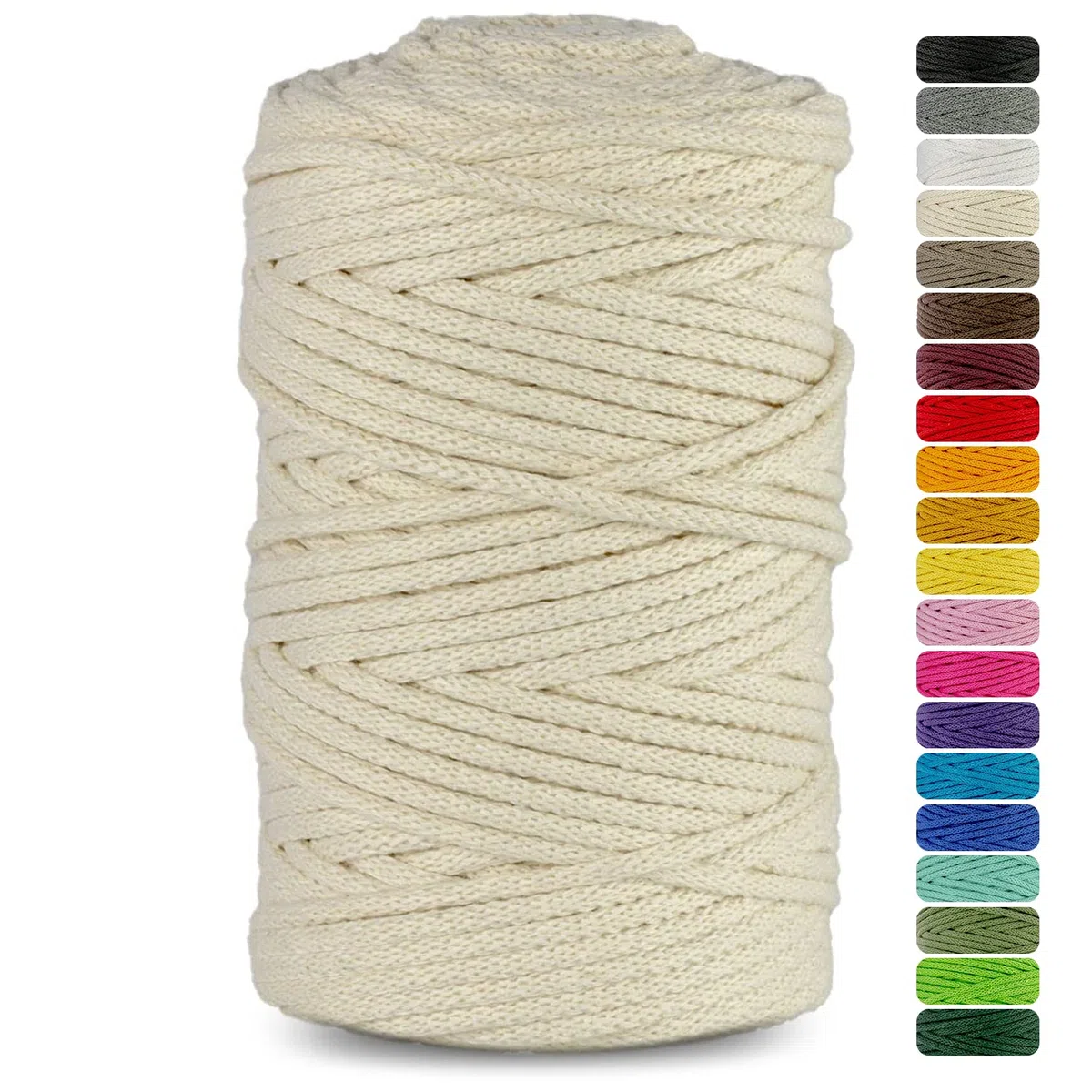 Netuno 1x Makramee Garn Elfenbein 5 mm 100 m Makramee Kordel Baumwolle mit Baumwollkern Baumwollkordel Schnur Bastelgarn farbig für Dekoration Wandbehang Blumenampel Cotton Cord Macrame