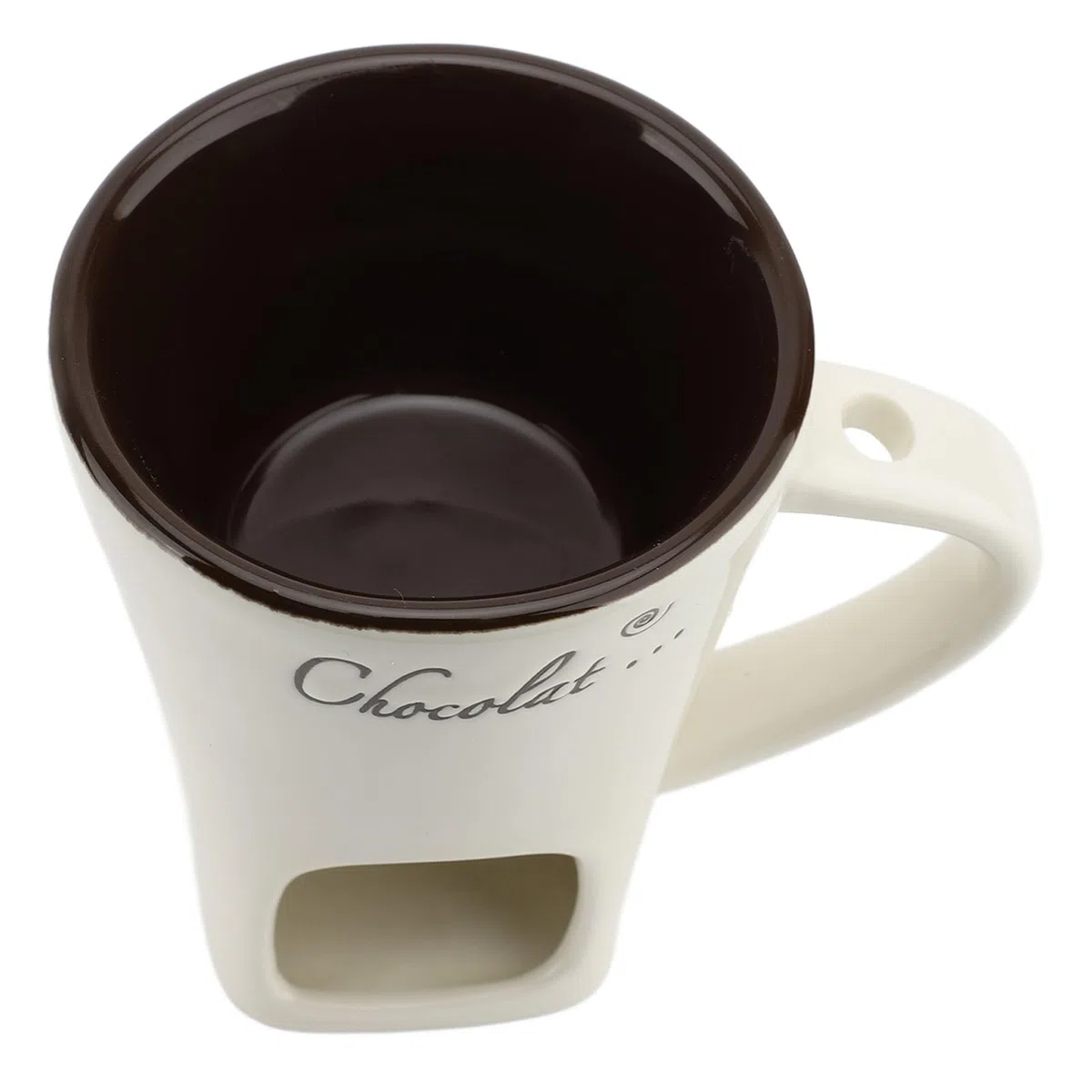Schokoladenfondue Tasse Keramik Butterwärmer Topf mit Gabel Ideal für Küche Party Feiertage Weiß