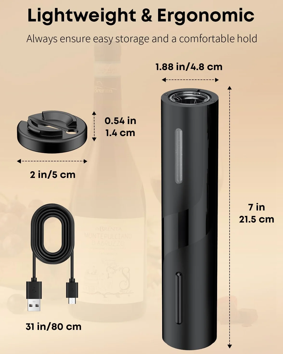 Pawfly Akku Elektrischer Weinflaschenöffner mit Folien Schneider Automatischer Weinöffner USB-C Aufladbarer Elektrokorkenzieher mit LED Licht Weinkorkenzieher für Hausbar Restaurant Party Hochzeit