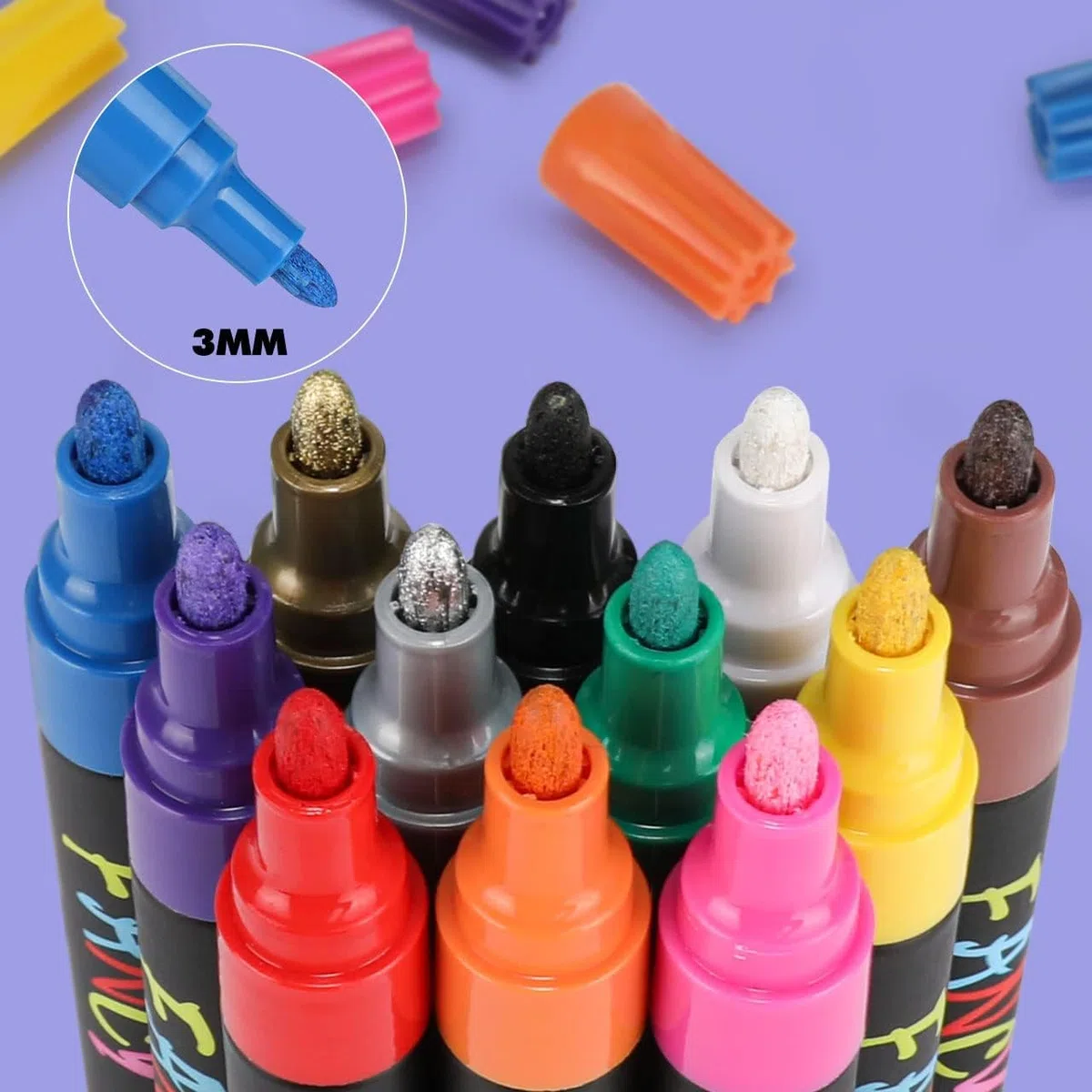 Acrylstifte für Wasserfest, 20 Farben 3mm Bemalen Permanent Marker Stifte Acrylstifte für Leinwand Marker Stifte für Keramik/Steine/DIY Fotoalbum/Papier/Glas