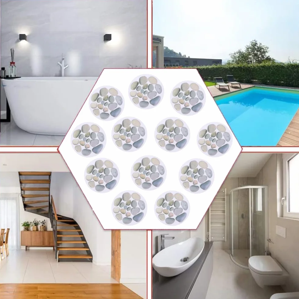 12 Stücke Badewannen Aufkleber Rund, Badewannen Aufkleber Selbstklebend, Bathtub Stickers, Premium Anti Rutsch Aufkleber, Selbstklebende Antirutsch Sticker with Scraper Tool für Dusche Rutschfeste
