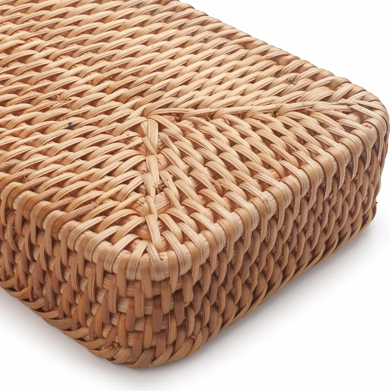 Rattan Badezimmer Eitelkeit Tabletts Toilettenbehälter Korb Aufbewahrung Lange Schmale Handtuch Aufbewahrungskorb für Lagerung, Dekorativ (Natürliche 26 x 12.5 x 4cm)