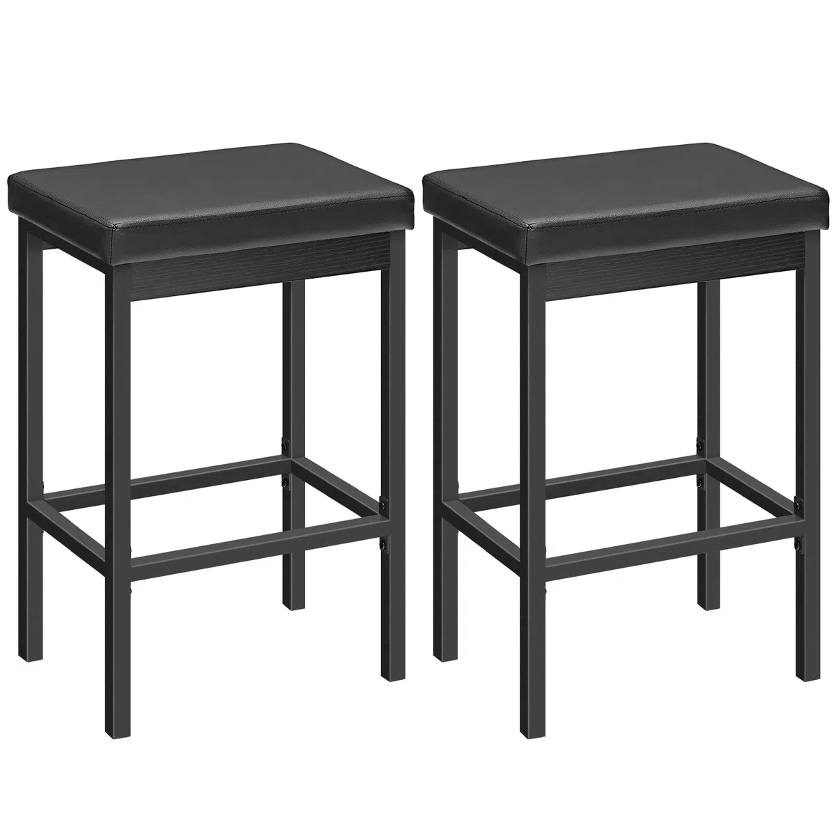 HOOBRO Barhocker 2er-Set, Barstuhl für die Küche, Küchenhocker 5 cm gut gepolsterte Sitzfläche, 63 cm hoch, einfache Montage, für Küche, Restaurant, Cafeteria, Theke, Schwarz EBB21BY01