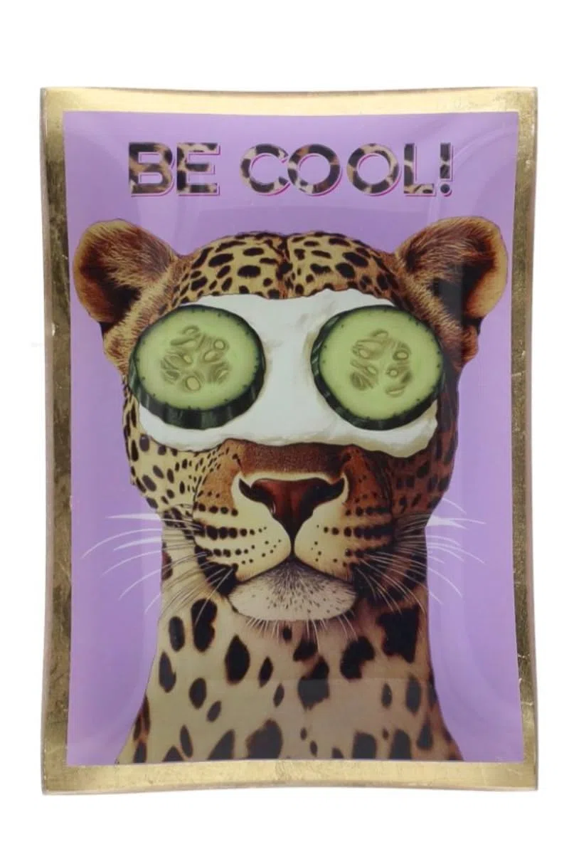 Gift Company Love Plates, Glasteller M, Motiv: Be Cool, lila 10x0,8x14,2cm