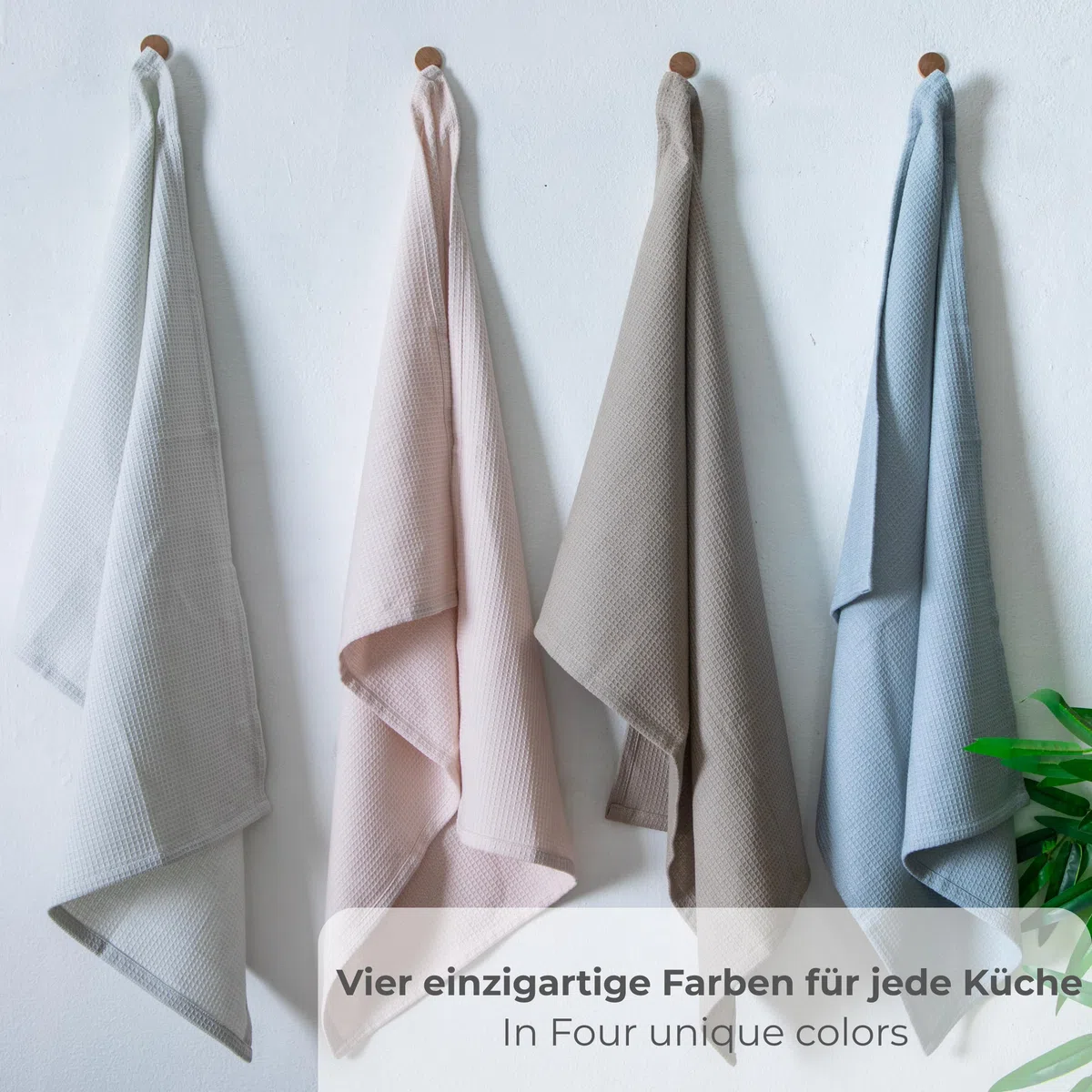 Geschirrtücher 100% Baumwolle | 4er Set Waffelstruktur Küchentücher 45x65 cm | Spültücher & Trockentücher in 4 Farben | Saugfähig & Fusselfrei | Oeko-Tex Zertifiziert