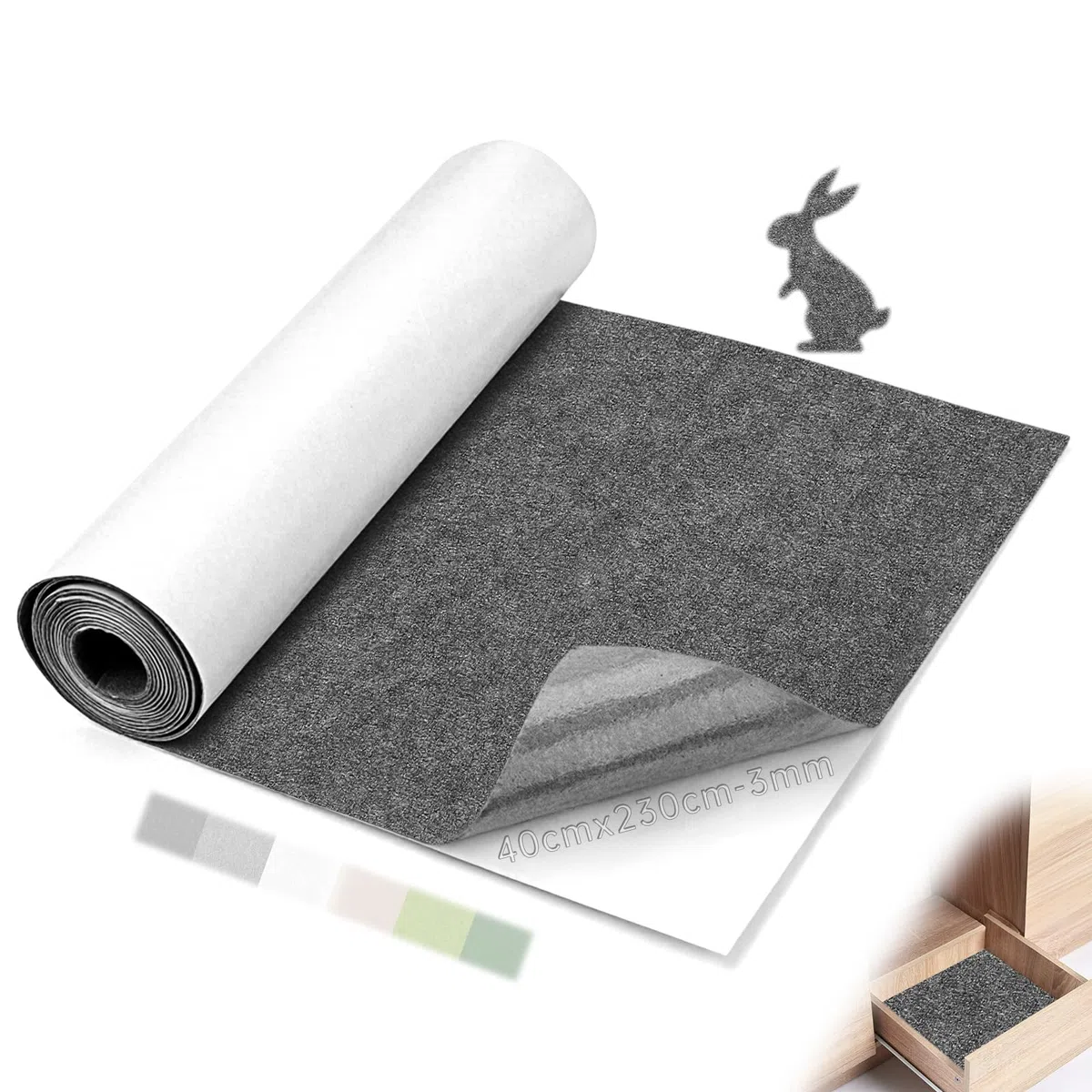 Mbsomnus Filz Selbstklebend 3 mmx 230 cmx40 cm Klebefilz Selbstklebend Filzstoff Grau Nadelfilz Meterware Filzmatte für Camper Dachhimmel Stoff Wandverkleidung Möbel Schubladenmatte DIY