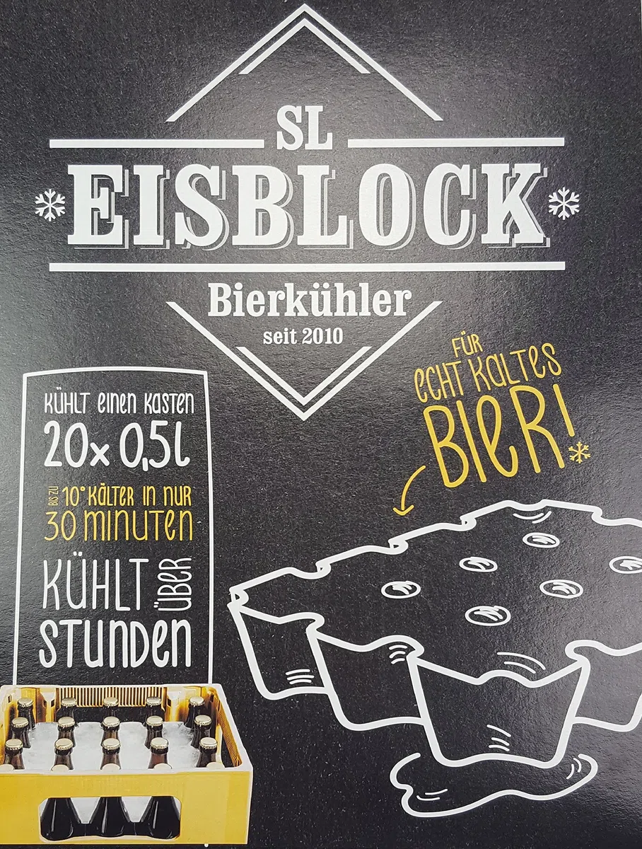Bierkühler, Getränkekühler 0,5 Liter Flaschen der SL-EISBLOCK Bierkastenkühler ist MADE IN GERMANY (Geschenkverpackung) Blau